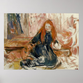 Morisot - meisje dat speelt met een hond van 1892 poster