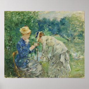 Morisot - Vrouw plukt bloemen 1879 Poster