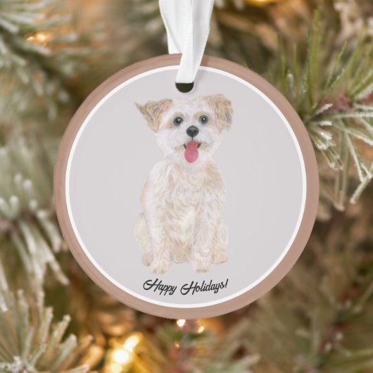 Morkie Chien Acrylique Cercle Ornement (Arbre)