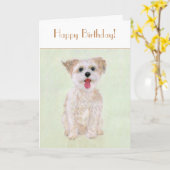 Morkie Chien Anniversaire Carte pliante (Fleur jaune)