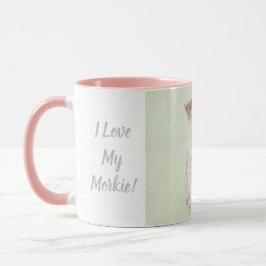 Morkie Chien rose Combo Mug (Gauche)