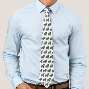 Morkie Chien Silhouette Jaune & Bleu Blanc Cravate