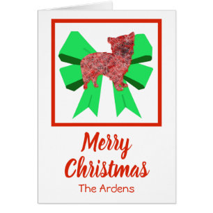 Morkie Cute Kerstmis Dog & Green Bow Card