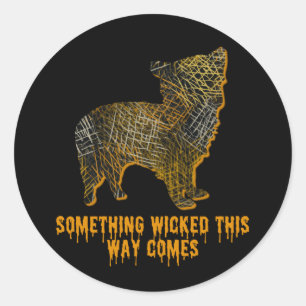 Morkie Designer Dog Silhouette Fun Halloween Ronde Sticker