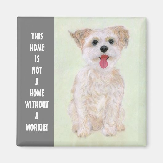 Morkie Dog Magnet met tekst Magneet (Voorkant)