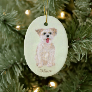 Morkie Dog Ovaal Glas Ornament