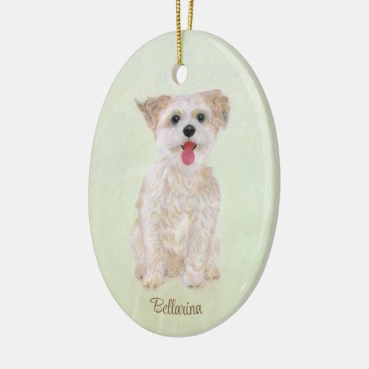Morkie Dog Ovaal Glas Ornament (Links)