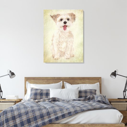 Morkie Dog Premium Verpakt Canvas Print (Insitu (Slaapkamer))