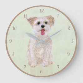 Morkie Dog ronde acrylwandklok met cijfers Grote Klok