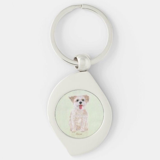 Morkie Dog Swirl Sleutelhanger (Voorkant)