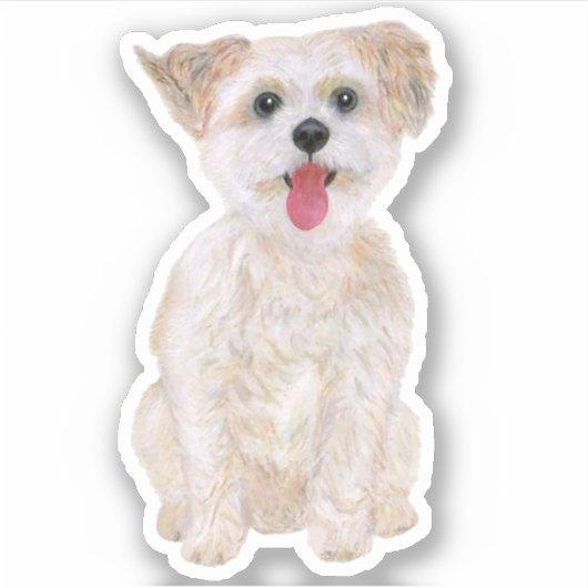 Morkie Dog vinylSticker, op maat gesneden Sticker (Voorkant)