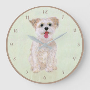 Morkie Hond Ronde Acryl Wandklok Met Cijfers Grote Klok