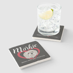 Morkie - Kleine Hond, Grote Attitude - 3 Stenen Onderzetter