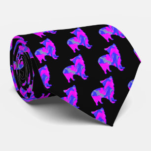 Morkie Maltese Mix Hond Roze & Blauw Zwart Nek Stropdas