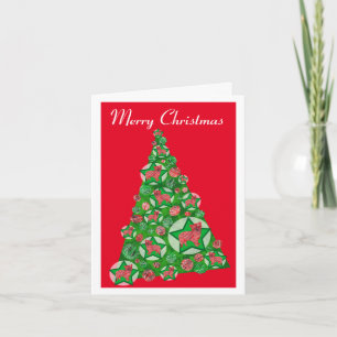 Morkie Maltese X Hond Silhouet Kerstboom Rood Kaart
