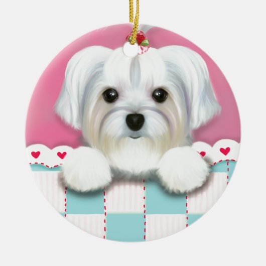 MORKIE SHELLY KERAMISCH ORNAMENT (Voorkant)