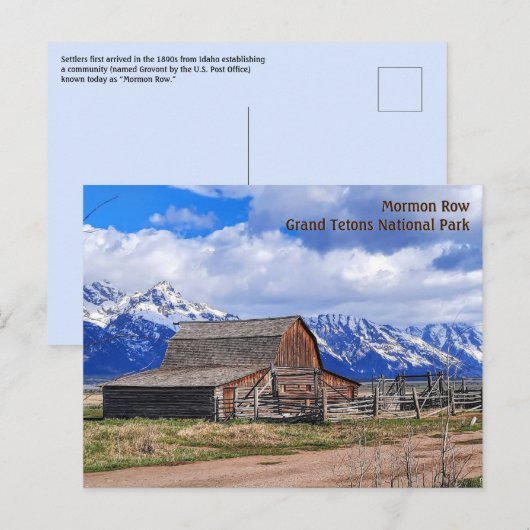 Mormon Row, carte postale Grand Tetons (Devant / Derrière)
