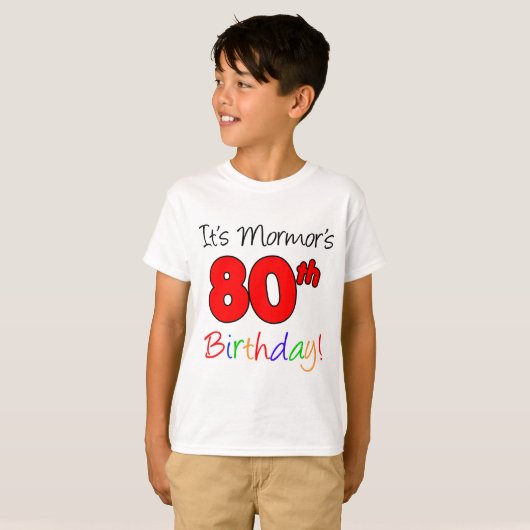 Mormor's 80ste verjaardag t-shirt (Voorkant volledig)
