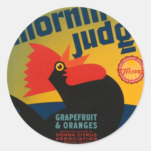 Mornin rechter Grapefruit en Sinaasappels Ronde Sticker (Voorkant)