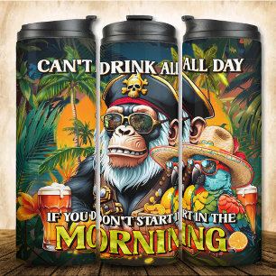 Morning Ape en Parrot Pirate Drink De hele dag Zom Thermosbeker