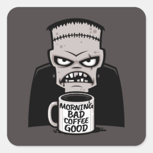 Morning Bad Coffee Goed gereanimeerd monster Vierkante Sticker