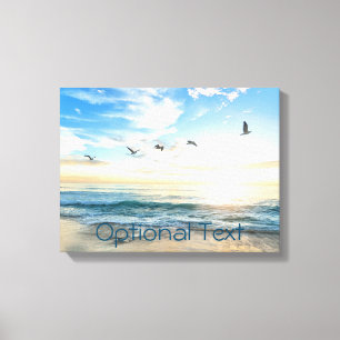 Morning Beach Seagulls Canvas Afdruk