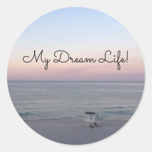 Morning Beach Sunrise Foto Mijn Droom Leven Quote Ronde Sticker