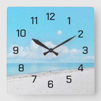 Morning Beach Wall Clock Vierkante Klok