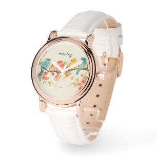 Morning Bird Roos Gold White Strap Horloge