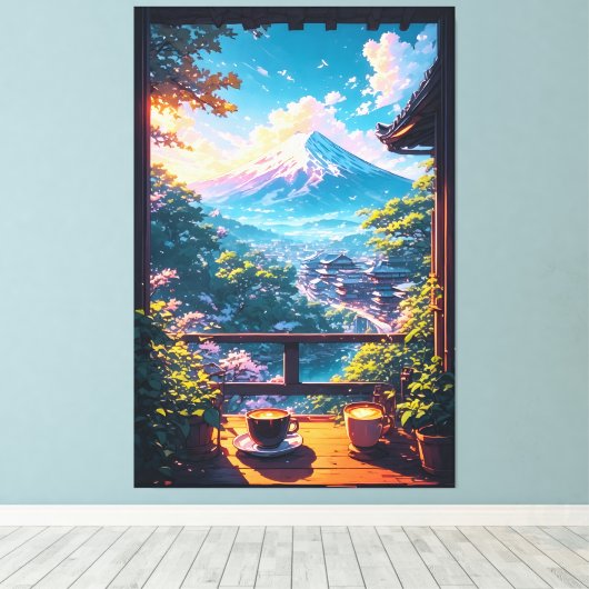 Morning Calm over Fuji Canvas Afdruk (Insitu (Houten vloer))