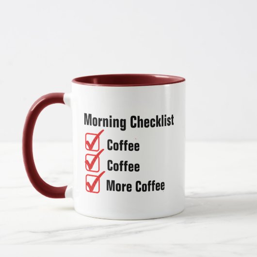 Morning Checklist Coffee Funny Novelty Gift Mok (Links)