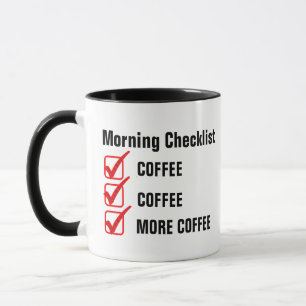 Morning Checklist Coffee Pun Funny Custom Gifts Mu Mok