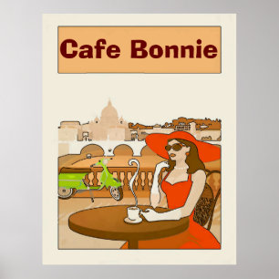 Morning Coffee Cafe  Lady Posters