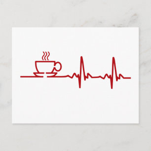 Morning Coffee Heartbeat EKG Briefkaart