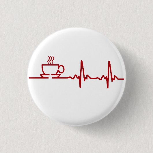 Morning Coffee Heartbeat EKG Ronde Button 3,2 Cm (Voorkant)