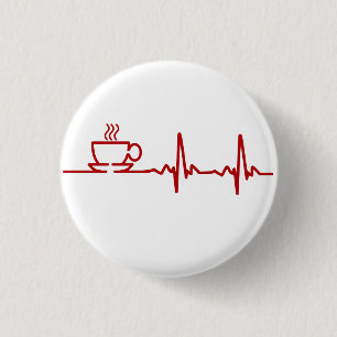 Morning Coffee Heartbeat EKG Ronde Button 3,2 Cm
