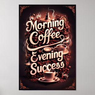 Morning Coffee Motivatie citaten van succes Poster