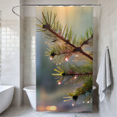 Morning Dew Pine Tree Water Drops Eenvoudig Plezie Douchegordijn