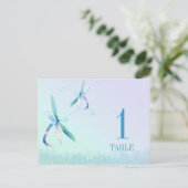 Morning Dragonfly Wedding Table Number Kaart (Staand voorkant)