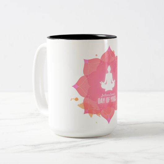 "Morning Elixir: Rise and Sip Mok" Tweekleurige Koffiemok (Voorkant links)
