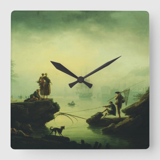 Morning Fog at sea by Joseph Vernet Vierkante Klok (Voorkant)