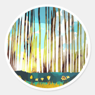 Morning Forest Ronde Sticker