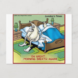 Morning Garlic Breath Funny Offbeat Cartoon Gifts Briefkaart