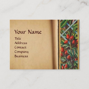 MORNING GLORY AND RED BERRIES MONOGRAM VISITEKAARTJE