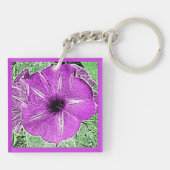 Morning Glory Block Print - amethyst paars Sleutelhanger (Achterkant)