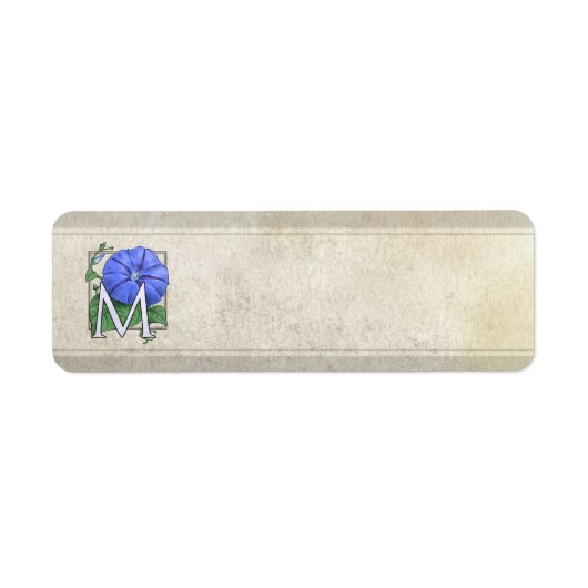 Morning Glory Bloem Monogram Etiket (Voorkant)