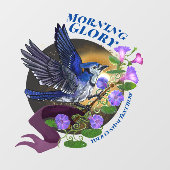 Morning Glory BlueJay Custom Window Cling Raamsticker (Vel)