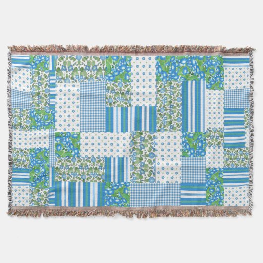 Morning Glory Faux Patchwork Throw Blanket Deken (Voorkant)
