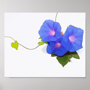 Morning Glory Flowers waterverf Poster