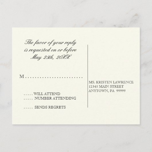 Morning Glory Hydrangea - Carte postale Mariage RS (Dos)